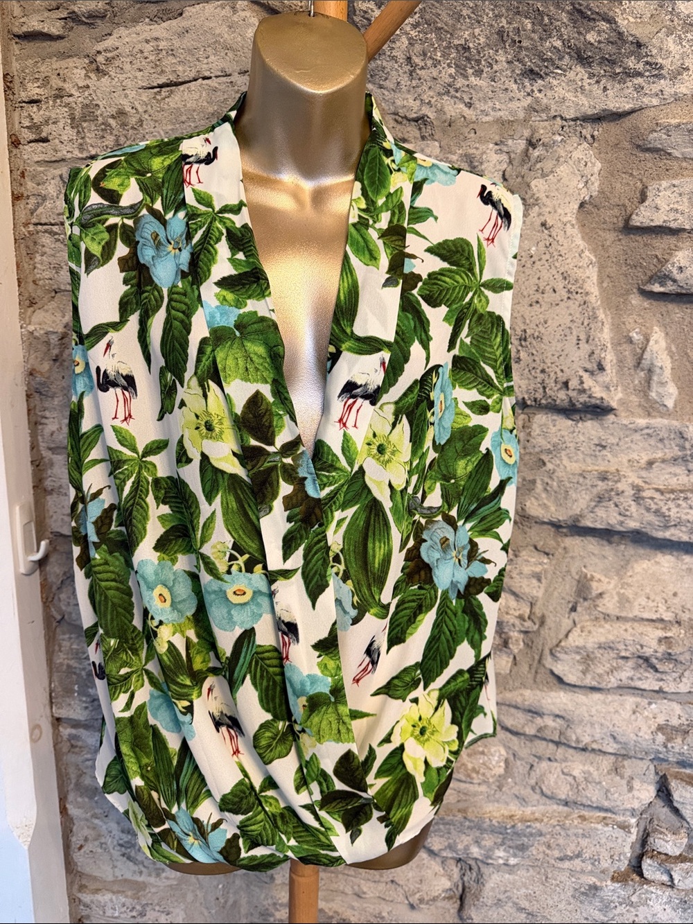 Tropical Floral Surplice Blouse